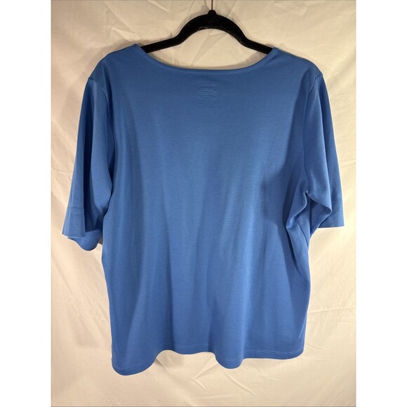 LL Bean 100% Suprima Cotton Royal Blue scoop neck tshirt wmns Sz XL - Picture 4 of 4